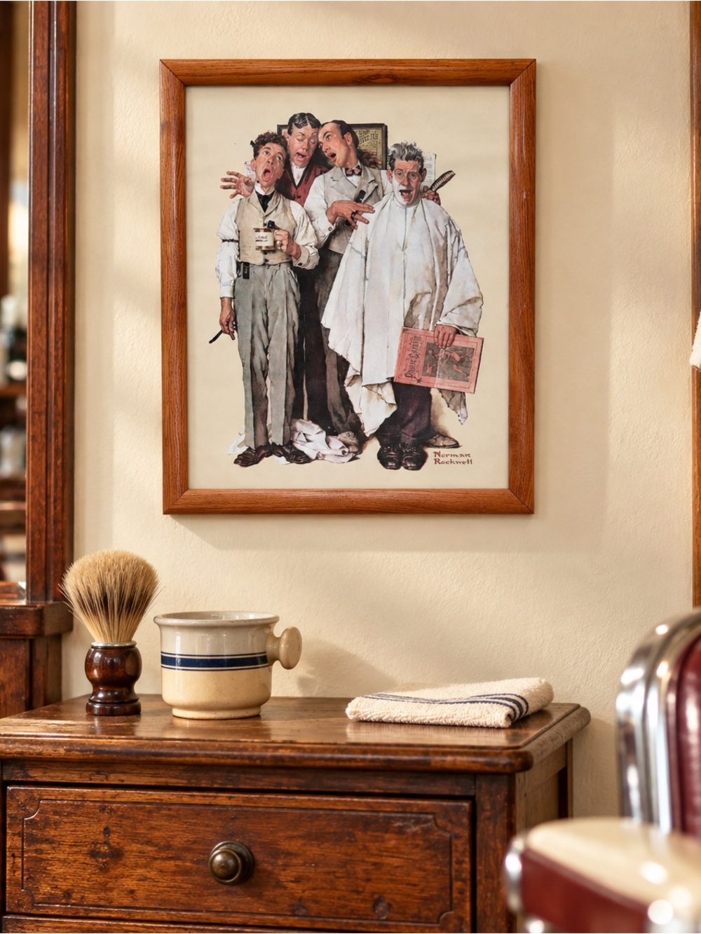 Norman Rockwell Barbershop Quartet Framed Print | Vintage Barber Shop Wall Art